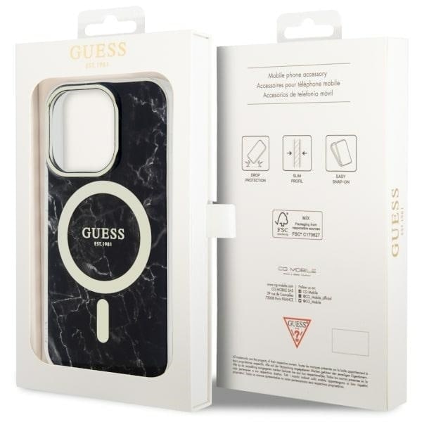 Guess GUHMP14XPCUMAK-deksel til iPhone 14 Pro Max 6.7 - svart Marble MagSafe