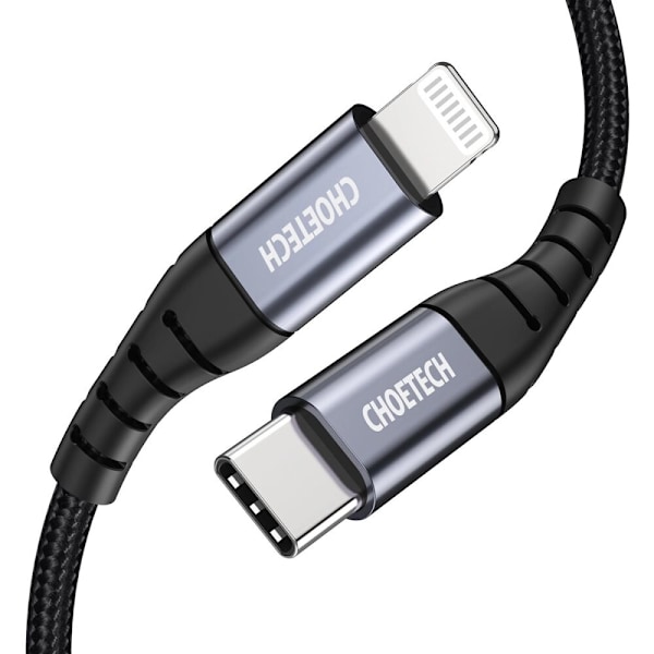 CHOETECH KABEL LANG HURTIGT USB-C-LIGHTNING MFI 480MBS 3A 3M SORT