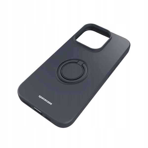 Spacecase Silikon Ringfodral För Iphone 15 Pro Svart Skydd