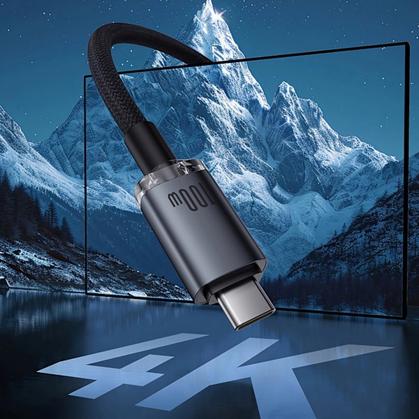 BASEUS CRYSTAL SHINE CB000089 USB-C / USB-C USB3.2-KABEL 100W 20GBPS 1,5M - SORT