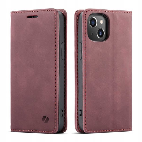 Spacecase Pålbocksväska För Iphone 13 Mini Rött Läderfodral