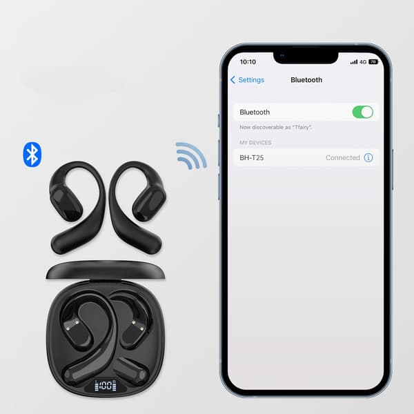 CHOETECH OWS TRÅDLØSE TWS BLUETOOTH 5.3 HOVEDTELEFONER - SORTE