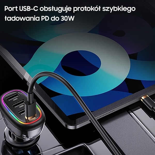 USAMS Lad. ensam. 1xUSB-C 3xUSB-A C34 48W 3A+C PD Snabbladdning svart/svart CC170CC01 (US-CC170)