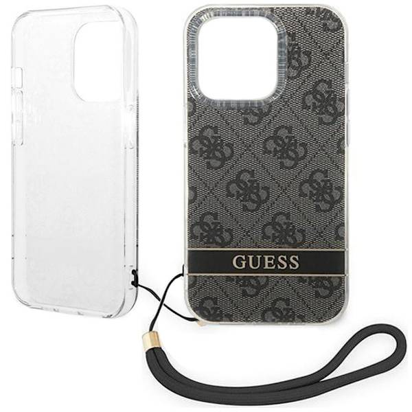 Guess GUOHCP14MH4STK iPhone 14 Plus 6.7 svart/svart hardt deksel 4G utskriftsstropp