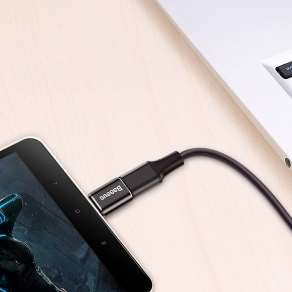 BASEUS ADAPTER MINI ADAPTER FRA MICRO USB TIL USB-C HOLDBAR SORT