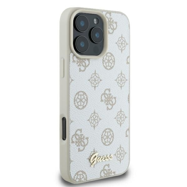 Guess GUHMP16LPGPYSH iPhone 16 Pro 6,3" vit/vit hårdfodral Peony Script Logo MagSafe