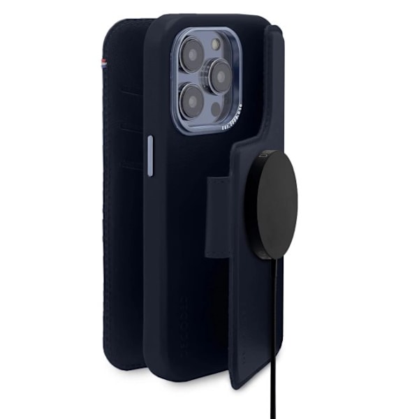 Avkodet, avtakbar lommebok - MagSafe-kompatibel beskyttelsesveske i lær for iPhone 14 Pro Max (marine)