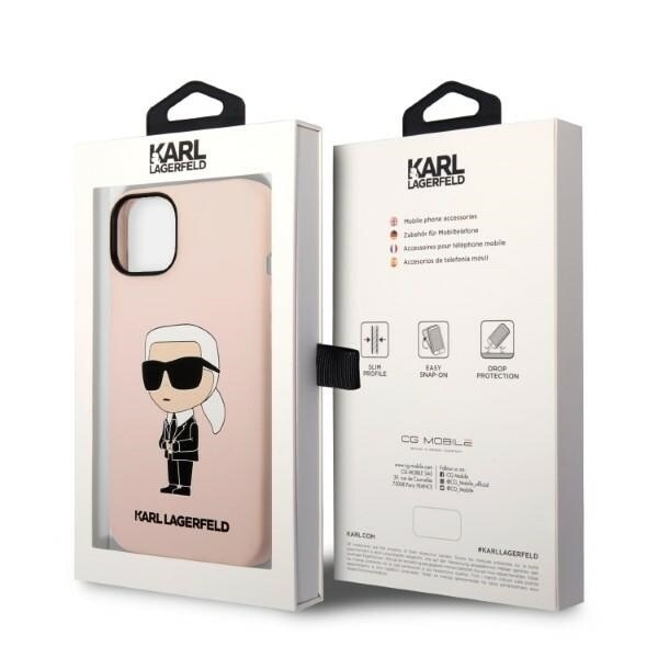 Karl Lagerfeld KLHMP14MSNIKBCP iPhone 14 Plus 6.7 hardt etui rosa/rosa Silikon Ikonik Magsafe
