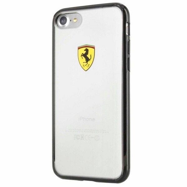 FERRARI RACING SHIELD COVER TIL IPHONE 7 / 8 / SE 2020 / SE 2022 - GENNEMSIGTIG OG SORT