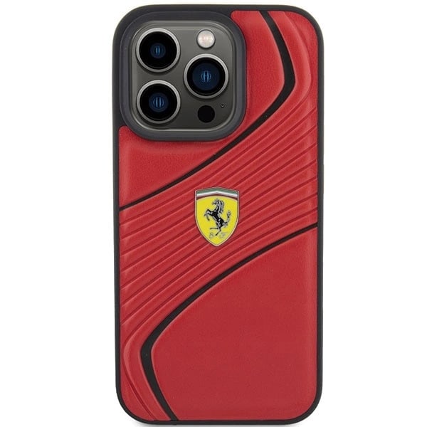 FERRARI TWIST METAL LOGO COVER TIL IPHONE 15 PRO - RØD