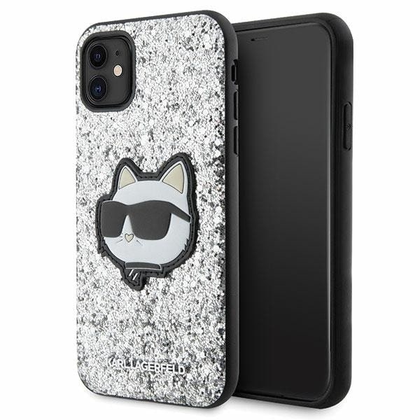 Karl Lagerfeld KLHCN61G2CPS Deksel til iPhone 11 / Xr - Sølv Glitter Choupette Patch