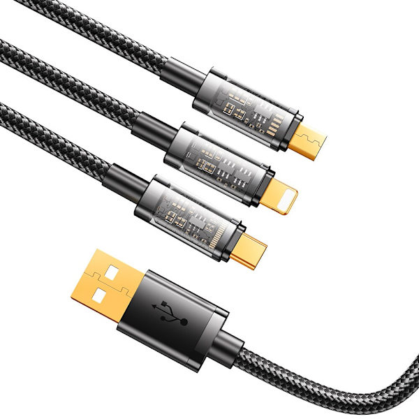 Joyroom 3-i-1 kabel USB - USB Type C / Lightning / micro USB 3,5 A 1,2 m svart (S-1T3015A5)