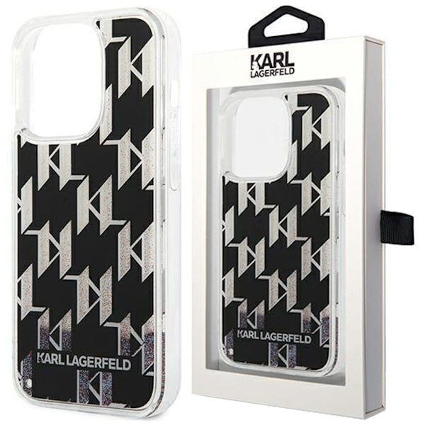 KARL LAGERFELD LIQUID GLITTER MONOGRAM COVER TIL IPHONE 14 PLUS - SORT