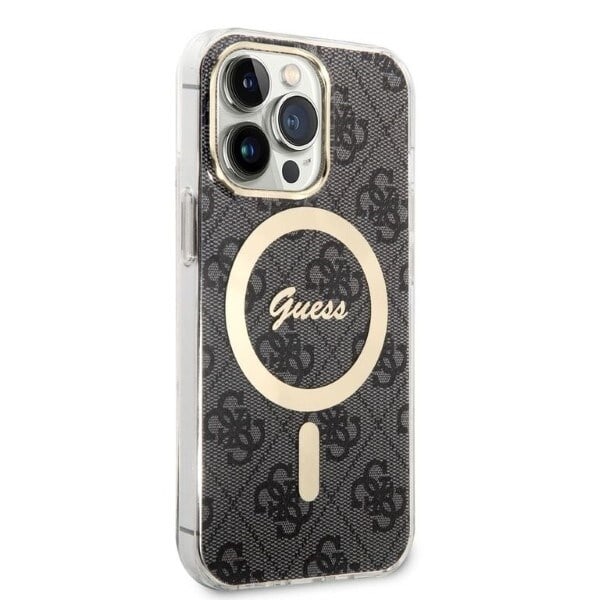 Guess sett MagSafe lader + etui for iPhone 13 Pro Max 6.7 svart 4G Print (GUBPP13XH4EACSK)