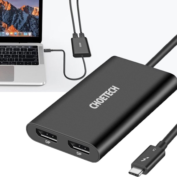 CHOETECH ADAPTER ADAPTER SPLITTER USB C THUNDERBOLT 3-2X DP 4K 60HZ