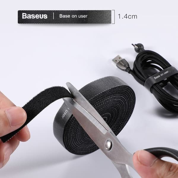 Baseus Rainbow Circle krok- og løkkestropper - borrelås, borrelås 1m sort (ACMGT-E01)