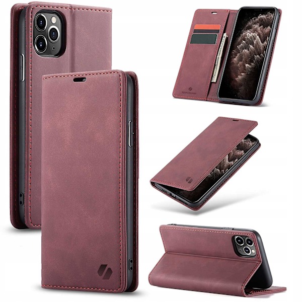 Spacecase Pålbocksväska För Iphone 11 Pro Rött Läderfodral