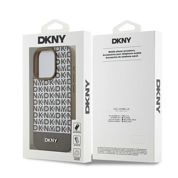 DKNY skinntrykt mønster metalllogo MagSafe-deksel til iPhone 15 Pro - Brun