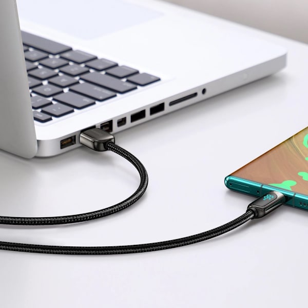 Baseus display Hurtigladingsinformasjon USB-A / USB-C 66W 1 m kabel - svart