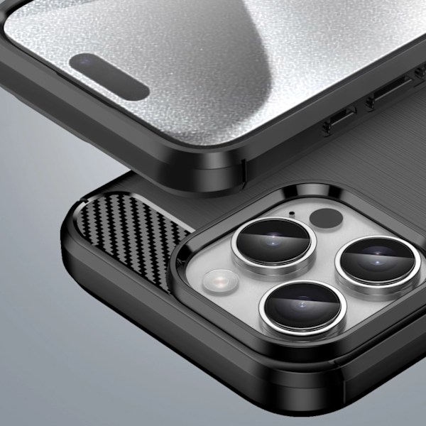 CARBON CASE SILIKONE ETUI TIL IPHONE 16 PRO MAX - SORT