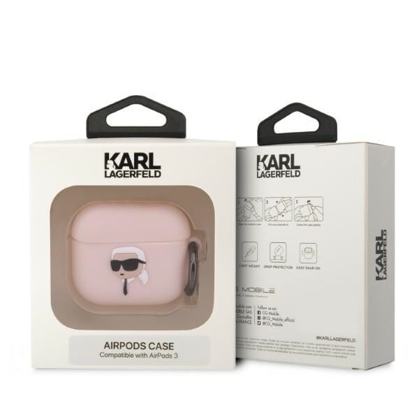 Karl Lagerfeld KLA3RUNIKP veske for AirPods 3 veske - rosa silikon Karl Head 3D