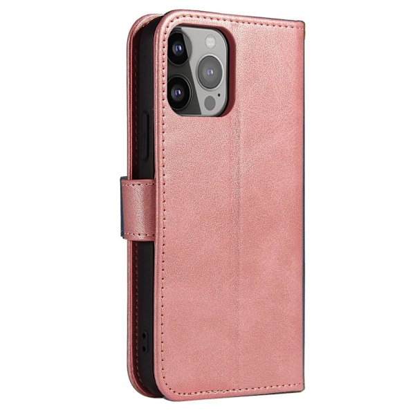 Magnet Case stilig deksel med klaff og stativ funksjon for iPhone 13 Pro Max rosa