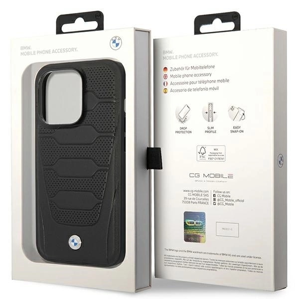 BMW LEATHER SEATS PATTERN MAGSAFE ETUI TIL IPHONE 14 PRO MAX - SORT