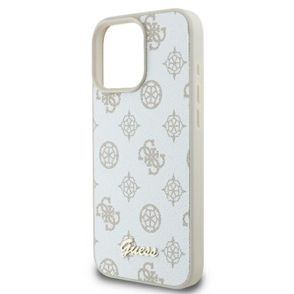 Guess GUHMP16LPGPYSH iPhone 16 Pro 6,3" vit/vit hårdfodral Peony Script Logo MagSafe