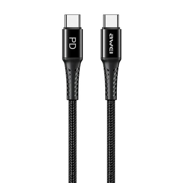 AWEI CL-111T USB-C till USB-C kabel 60W svart/svart