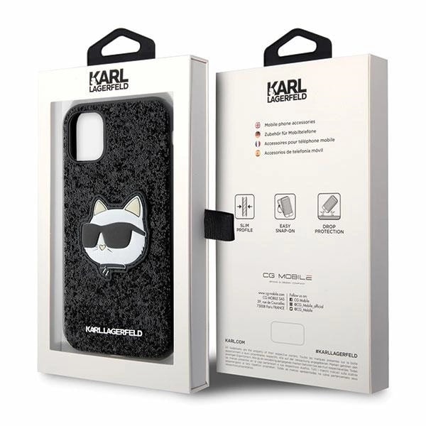 KARL LAGERFELD GLITTER CHOUPETTE PATCH COVER TIL IPHONE 11 / XR - SORT