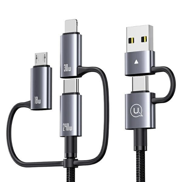 USAMS Kabel 240W 6in1 Snabbladdning 2m Datakabel Aluminiumlegering Sufeng Series 2M (SJ738)