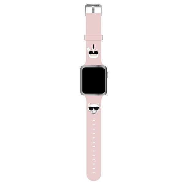 Karl Lagerfeld KLAWLSLCKP Apple Watch-rem 42/44/45 mm rosa/rosa armbånd Silikon Karl & Choupette-hoder