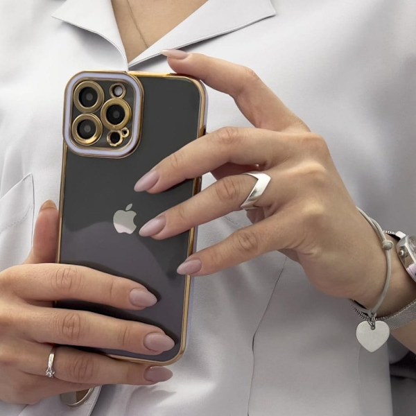 Fashion Case-deksel til iPhone 12 Pro, geleskall med gyllen ramme, rød