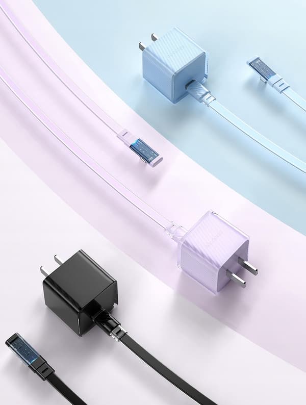 MCDODO ANGLE USB-C LIGHTNING FLAT KABEL 36W IPHONE 13 14 BLÅ 1M