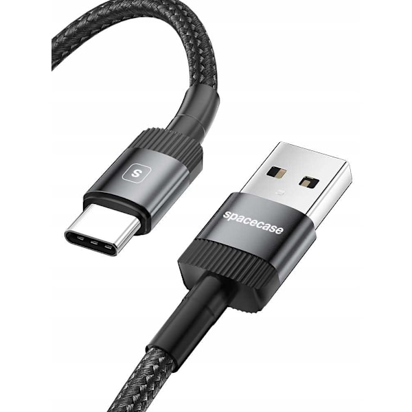 Utrymdsfodral Usb-C Till Usb Typ C-Kabel 1M 3A Svart För Snabbladdning