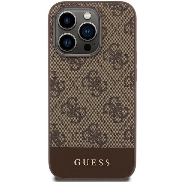 Guess 4G Stripe Collection beskyttelsesdeksel til iPhone 15 Pro Max - brun