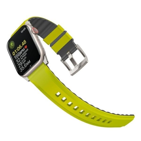 Uniq Strap Linus-deksel for Apple Watch 1/2/3/4/5/6/7/8/SE/SE2/Ultra 42/44/45/49 mm Airosoft Silikon Lime/Limegrønn