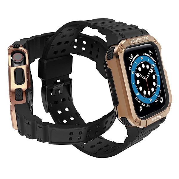 BESKYTT STRAP BÅND MED ETUIER TIL APPLE WATCH 7/6/5/4/3/2/SE 45/44/42MM SORT