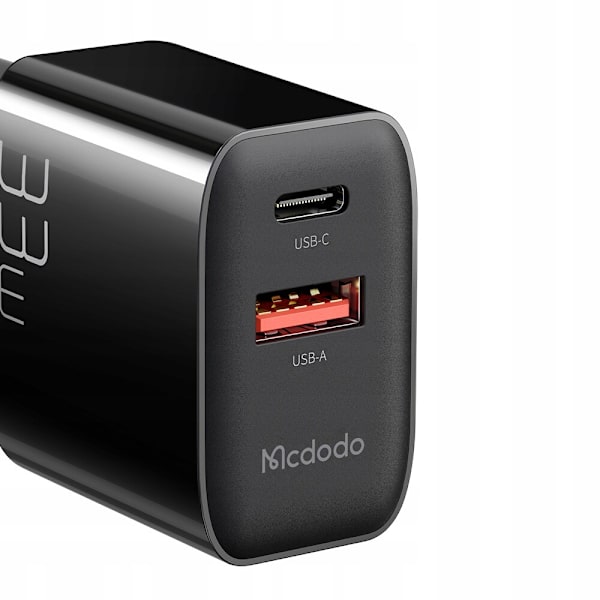 Mcdodo telefonlader, snabb, USB, USB-C, 33W, kabel inkludert, 60W, svart