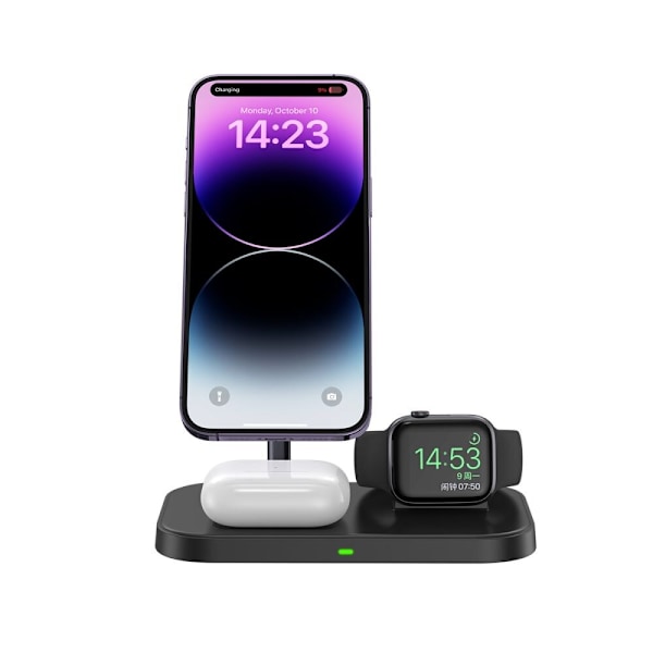 TECH-PROTECT QI15W-A22 3IN1 MAGNETISK MAGSAFE TRÅDLØS LADER SORT