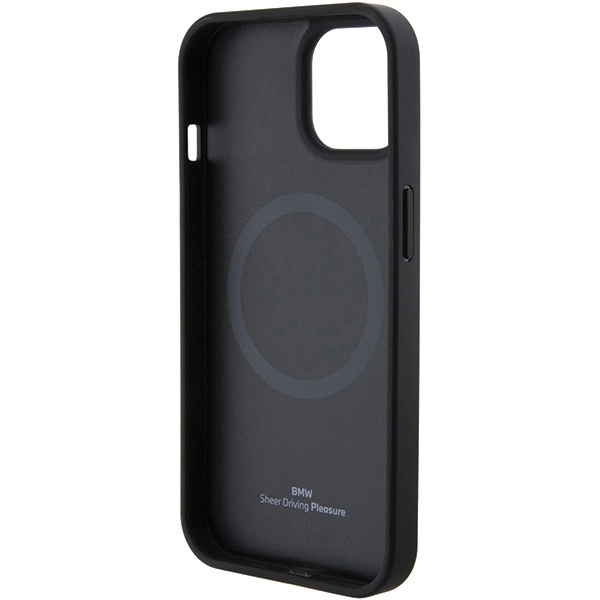 BMW MAGSAFE LÆDER HOT STAMP ETUI TIL IPHONE 15 PLUS - SORT