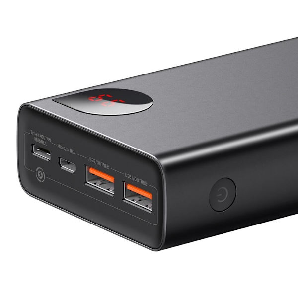 Baseus Adaman Powerbank 2x USB / 1x USB Type C / 1x micro USB 20000mAh 65W Quick Charge 4.0 Power Delivery svart (PPIMDA-D01)