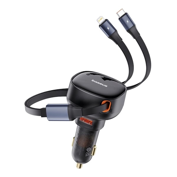 Baseus Enjoyment USB-A billader med USB-C / Lightning 60W kabel - svart
