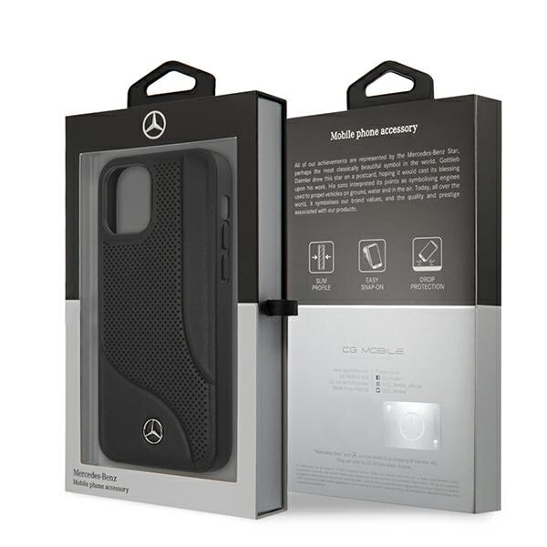 Mercedes MEHCP12SCDOBK iPhone 12 mini 5,4" svart/svart hårdfodral Läder perforerat område