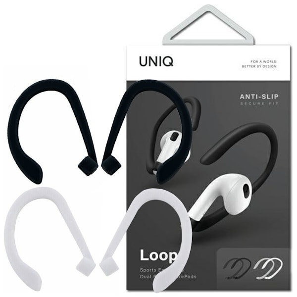 UNIQ Loop Sports ørekroker AirPods hvit-svart/hvit-svart dobbelpakke