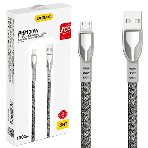 Dudao flettet kabel USB - micro USB 5 A 1 m grå (L3PROM grå)