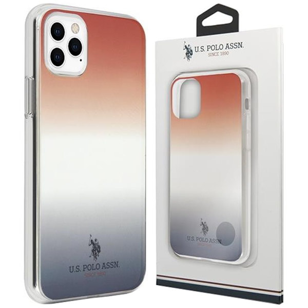 Saken med USA Polo Assn. Gradient Pattern Collection for iPhone 11 Pro Max - rød og blå