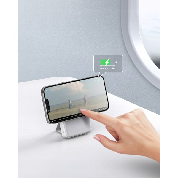 INNOSTYLE POWERMAG 2IN1 SNABB INDUKTION POWERBANK FÖR MAGSAFE 10000MAH STATIV VIT
