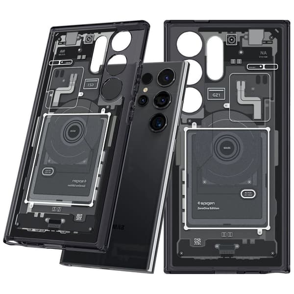 Spigen Ultra Hybrid-deksel til Samsung Galaxy S24 Ultra - Mørkegrå (Zero One Pattern)