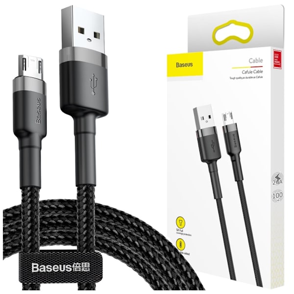 Baseus Cafule-kabel slitesterk nylonkabel USB / mikro-USB-kabel 2A 3M svart-grå (CAMKLF-HG1)